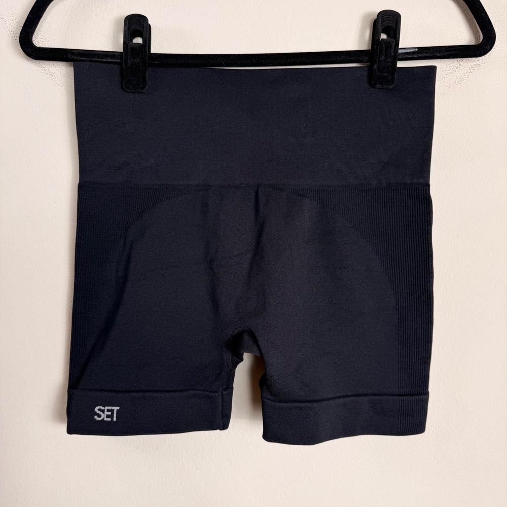 Set Active Sculptflex Bike Shorts Onyx Black High Waisted Seamless Womens M